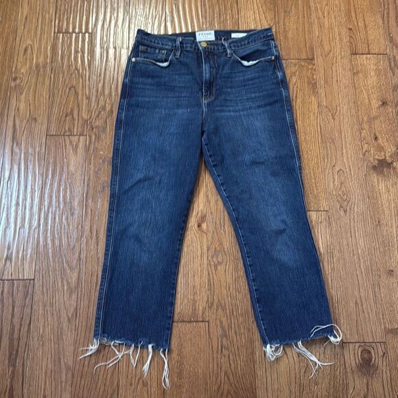 Frame le sylvie crop raw hem high rise jeans size 29 - Picture 3 of 13